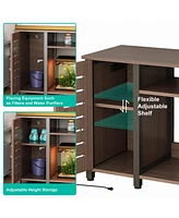 gaomon 55-75 Gallon Fish Tank Stand with Power Outlets, Heavy Duty Metal Aquarium Stand with Cabinet for Fish Tank Accessories Storage