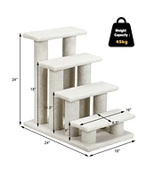 Gymax 24'' 4-Step Pet Stairs Carpeted Ladder Ramp 8 Scratching Post Cat Tree Climber