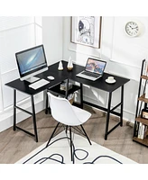 Gouun 58 Inch L-Shaped Computer Desk, Spacious Workstation with Footrest, Durable Metal Frame, Easy Assembly