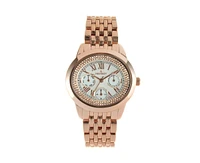 Peugeot Women's Rose Gold 40mm Multi-Function Watch with Crystal Bezel