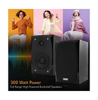 Pyle Hi-Fi Bluetooth Powered Bookshelf Desktop Speakers, 300W, Studio Monitor Performance, MP3/Wma Support