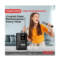 Pyle Uhf Wireless Microphone System - Handheld Mic, Headset Mic, Lavalier Mic & Beltpack Transmitter