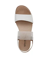 LifeStride Women's Zing Round Open Toe Wedge Slingback Sandals