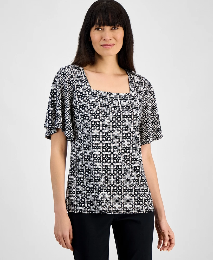 Jm Collection Petite Square-Neck Top, Exclusively at Macy's