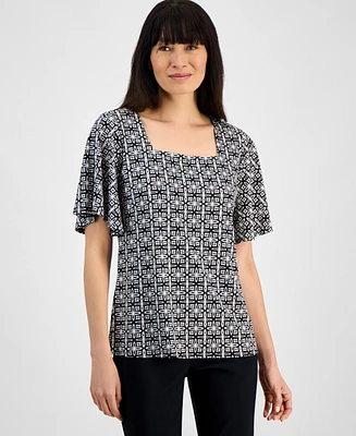 Jm Collection Petite Square-Neck Top, Exclusively at Macy's
