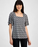 Jm Collection Petite Square-Neck Top, Exclusively at Macy's