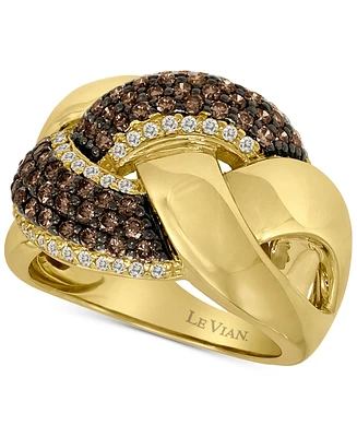 Le Vian Chocolate Diamond (3/4 ct. t.w.) & Vanilla Diamond (1/4 ct. t.w.) Knot Ring in 14k Honey Gold