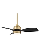 Casa Vieja 36" Verdin Modern Indoor Outdoor Ceiling Fan 3 Blade Led Light Remote Control Brass Finish Black Blades Bedroom Living Room Kitchen Garage