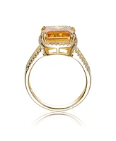 Genevive Elegant Sterling Silver Cubic Zirconia 14K Gold Plated Ring