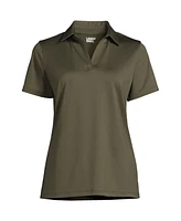 Lands' End School Uniform Women's Short Sleeve Rapid Dry Sport Neck Polo Shirt