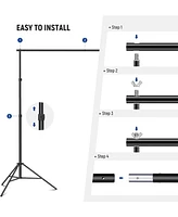 Neewer Photo Studio Backdrop Support System, 10ft/3m Wide 6.6ft/2m High Adjustable Background Stand with 4 Crossbars, 6 Backdrop Clamps, 2 Sandbags, a