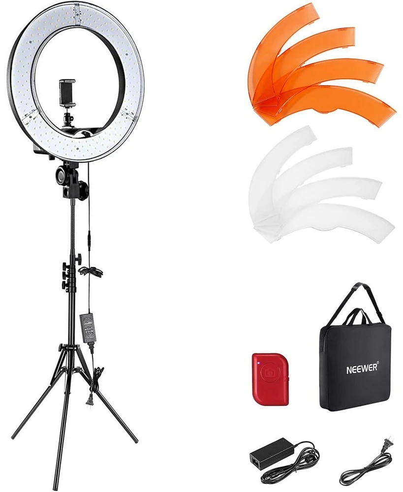 Neewer Ring Light 18inch Kit: 55W 5600K Professional Led with Stand and Phone Holder, Soft Tube & Bag for Tattoo Lash Extension Barber Makeup Artist S