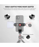 Neewer Metal Phone Tripod Mount with Cold Shoe Mounts, Freely Adjustable Joints Universal Phone Holder Compatible with iPhone 15 Pro Max Samsung Galax