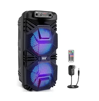 Pyle Dual 8” Bluetooth Portable Pa Speaker with Party Lights, MP3/Usb/Fm Radio & Rechargeable Battery