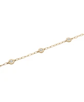 Diamond Bezel Triple Station Link Bracelet (1/10 ct. tw) in 14k Gold-Plated Sterling Silver, Exclusively at Macy's