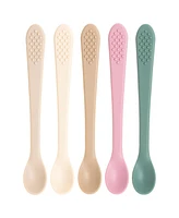 Sperric Toddler Silicone Feeding Set, Silicone Soft Durable, Easy-to-Clean Feeding Bib & Spoons Toddlers, Pink