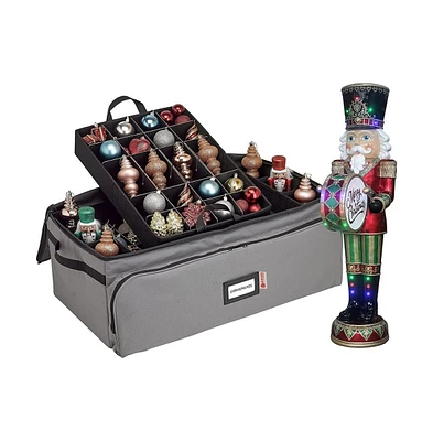 Florida Brands Ornament Storage Box Hold Up to 72-3 Inch Ornaments and 8 Side Slots for Figurines