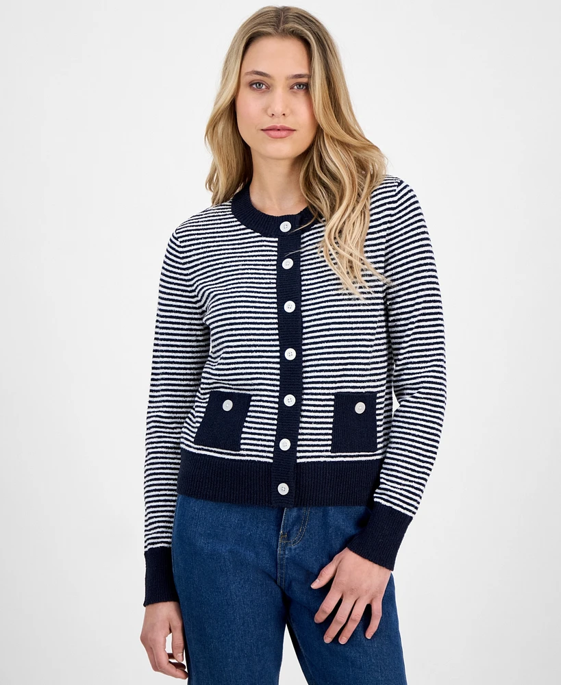 Nautica Jeans Women's Terry Striped Cardigan