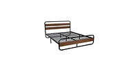 Slickblue Heavy Duty Industrial Modern Metal Wood Platform Bed Frame with Headboard