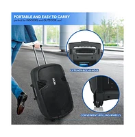 Pyle Portable Bluetooth Pa Speaker System with Rechargeable Battery, (2) Uhf Microphones, MP3/Usb/Sd Readers, Fm Radio & 15" Subwoofer (1600W)
