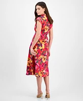 julia jordan Women's Floral-Print Button-Front Midi Dress