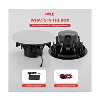 Pyle 8" In-Wall / In-Ceiling Bluetooth Speaker System with 2-Way Full Range Stereo Sound, Magnetic Grill (360W Max)