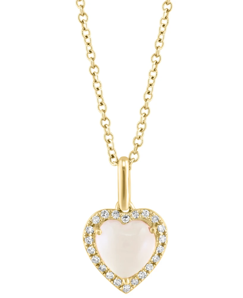 Effy Rose Quartz (1-5/8 ct. t.w.) & Diamond (1/10 ct. t.w.) Heart Halo 18" Pendant in 14k Gold