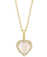 Effy Rose Quartz (1-5/8 ct. t.w.) & Diamond (1/10 ct. t.w.) Heart Halo 18" Pendant in 14k Gold