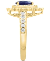 Effy Collection Diamond (1/4 ct. t.w.) & Sapphire (5/8 ct. t.w.) Pear Shaped Ring in 14k Two Tone Gold