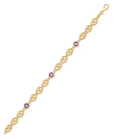 Amethyst Mariner Link Station Bracelet (3 ct. t.w.) in 14k Gold-Plated Sterling Silver (Also available in Blue Topaz)