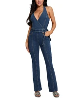 Guess Women's Claire Plunging-Neck Bootcut Jumpsuit