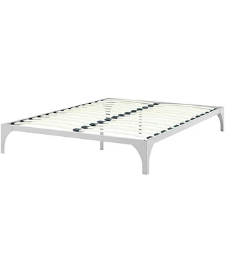 Slickblue Modern Metal Platform Bed Frame with Wood Slats for Stylish Support