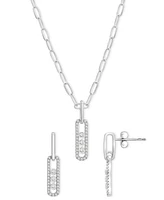 2-Pc. Set Diamond Oval Pendant Necklace & Matching Drop Earrings (1/2 ct. t.w.) in Sterling Silver, Exclusively at Macy's