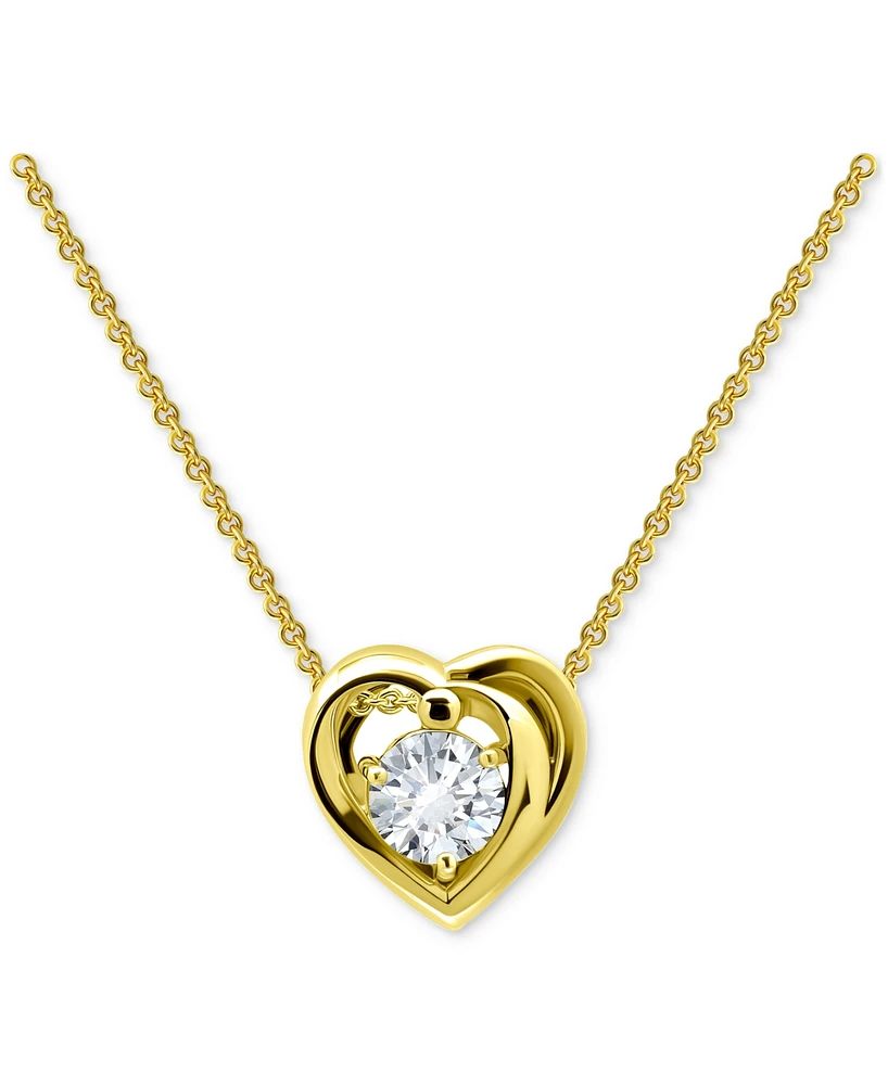 Giani Bernini Cubic Zirconia Heart Pendant Necklace in 18k Gold Over Sterling Silver, 16" + 2" extender, Exclusively at Macy's