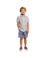 Andy & Evan Big Boys Toddler/Child Grey Dino Print Short Sleeve Shirt