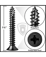 Cauldham Black Wood Screws #9 x 1-1/2 Inch for Door Hinges - 25 pack