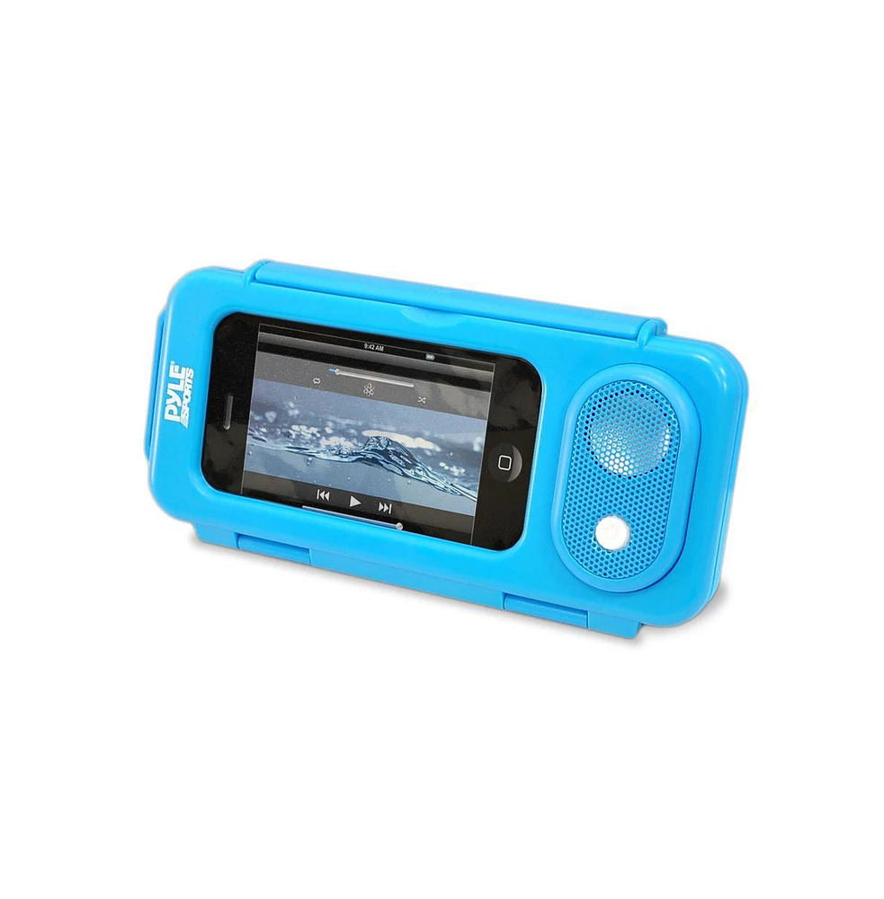 Pyle Surf Sound Waterproof Portable Speaker Case for Smartphones, MP3 Players, and iPods (Blue)