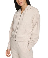 Calvin Klein Women's Fleece Crop Zip-Front Long-Sleeve Hoodie