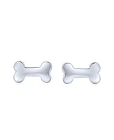 Bling Jewelry Minimalist Dog Bone Stud Earrings for Animal Lovers in Sterling Silver