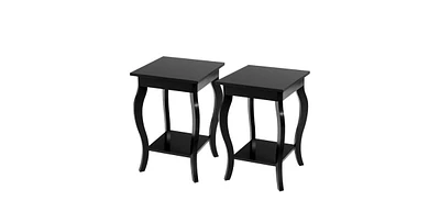 Slickblue Stylish Nightstand End Table Wood Finish - Set of 2