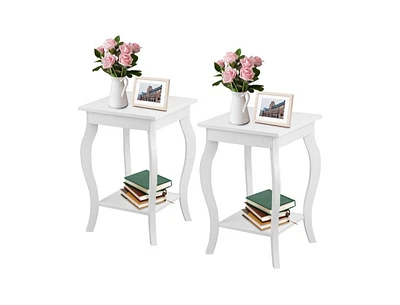 Slickblue Stylish Nightstand End Table Wood Finish - Set of 2