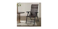 Slickblue Outdoor Heavy Duty Dark Brown Rattan Folding Patio Chair