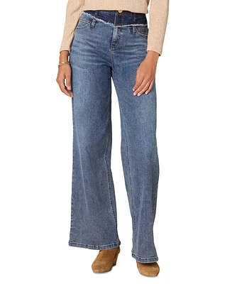 Democracy Women's "Ab"solution Ulta Skyrise Double-Waistband Wide-Leg Jeans