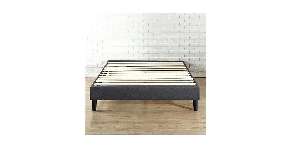 Slickblue Upholstered Platform Bed Frame with Mid-Century Style Legs for Modern Bedroom Decor