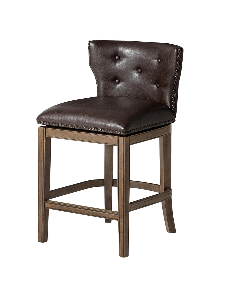 Maven Lane Hugo Counter Stool in Walnut Finish w/ Marksman Saddle Leather