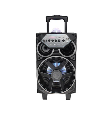 Pyle 8” Bluetooth Portable Pa Speaker with Wireless Microphones, Party Lights & Tablet Stand