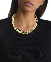 Calvin Klein Gold-Tone Stainless Steel Ck Statement Link Collar Necklace, 14" + 2" extender