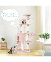 Gymax 56'' Cat Tree Kitten Pet Play House Furniture Condo Scratching Posts Ladder