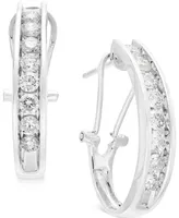 Diamond J Hoop Earrings (1 ct. t.w.) 10k White or Yellow Gold