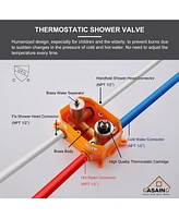 Casainc 2 Functions Walk-in Thermostatic Shower System with Rough-in Valve